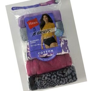 Hanes Women's Briefs 5 Pack Size 10  Panties Tagless Breathable Cotton A67